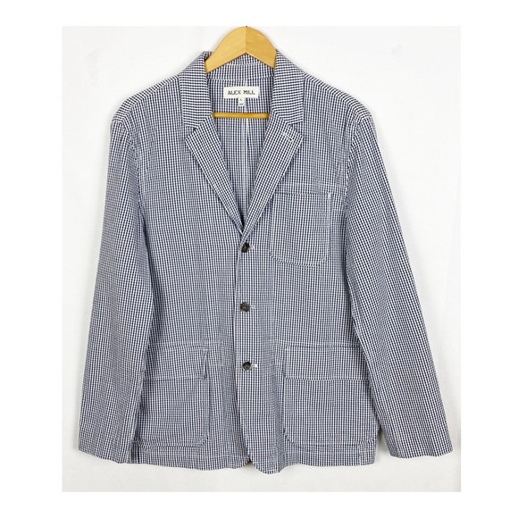 Alex Mill Plaid Cotton Blazer Jacket Size Large - Picture 7 of 7